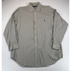 Ralph Lauren Yarmouth Dress Shirt Mens 17 34/35 Micro Check Pony Logo